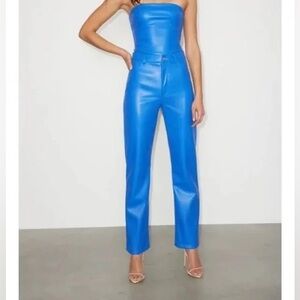 Dynamite Pants Blue Faux Leather Pants Size 8